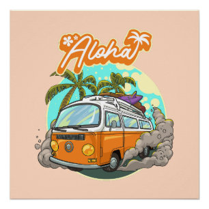 Poster Aloha Retro Surf Van