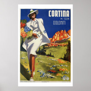 Poster Alpes italiennes vintages Cortina voyage été