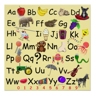 Poster Alphabet Apprendre ABC's 123 Préscolaire