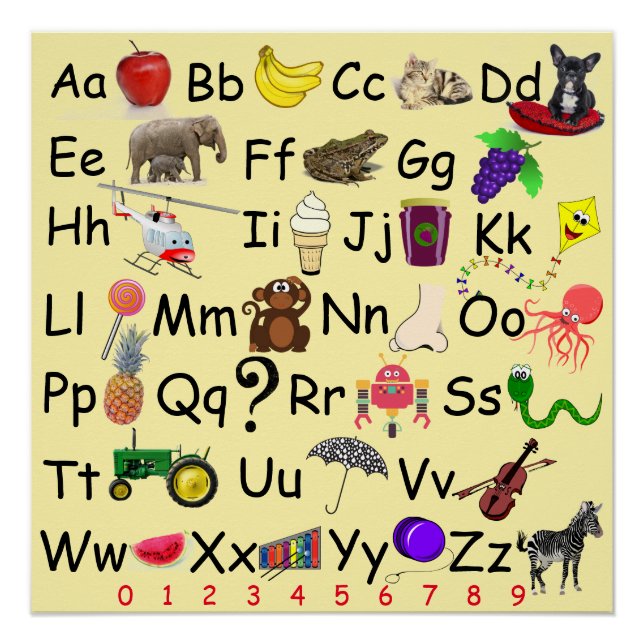 Poster Alphabet Apprendre ABC's 123 Préscolaire (Devant)