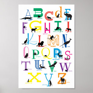 Poster alphabet avec silhouettes animales