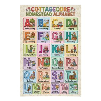 Poster Alphabet Cottagecore de A à Z