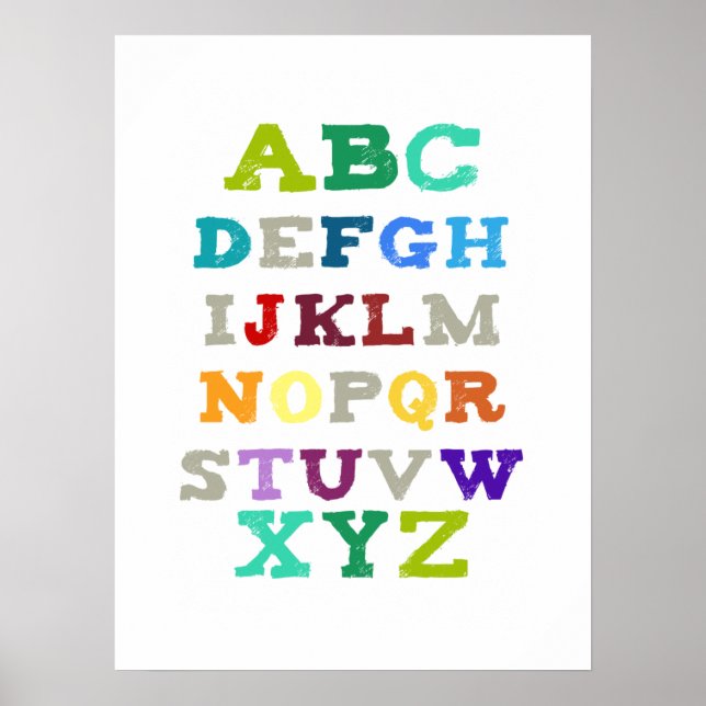 Poster Alphabet d'art pour enfants - Tons verts (Devant)