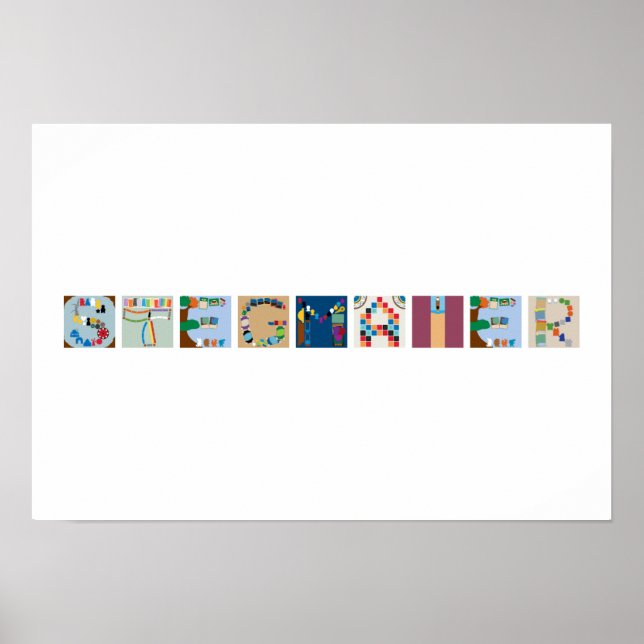 Poster alphabet de jeu de carte de nom à 9 lettres (Devant)