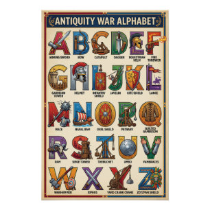 Poster Alphabet de la guerre romaine A-Z