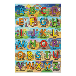 Poster Alphabet des personnages de la Bible de A à Z