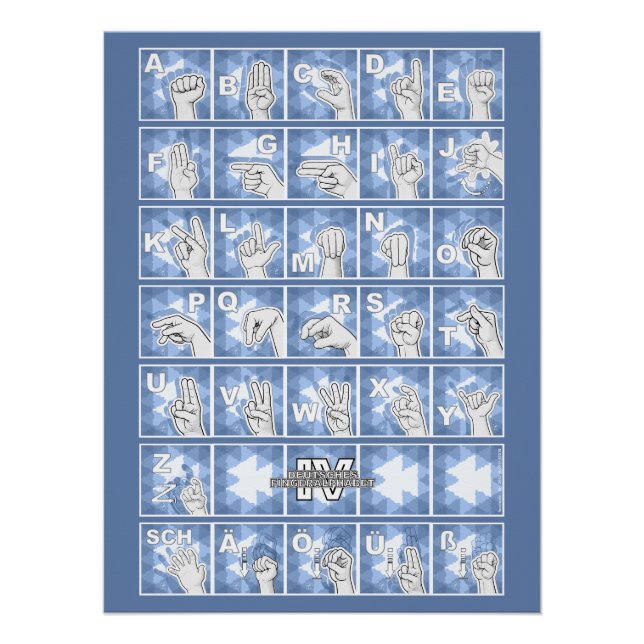 Poster Alphabet digital allemand 4 - bleu / (Devant)