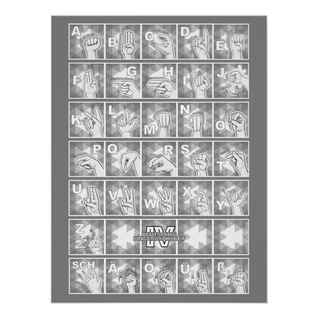 Poster Alphabet digital allemand 4 - gris / (Devant)