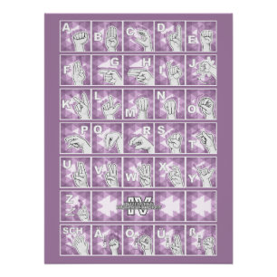 Poster Alphabet digital allemand 4 - gris lavande /