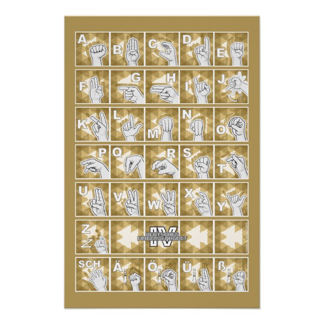 Poster Alphabet digital allemand 4 - jaune / (Devant)