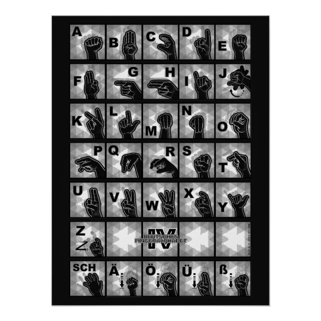 Poster Alphabet digital allemand 4 - noir / (Devant)