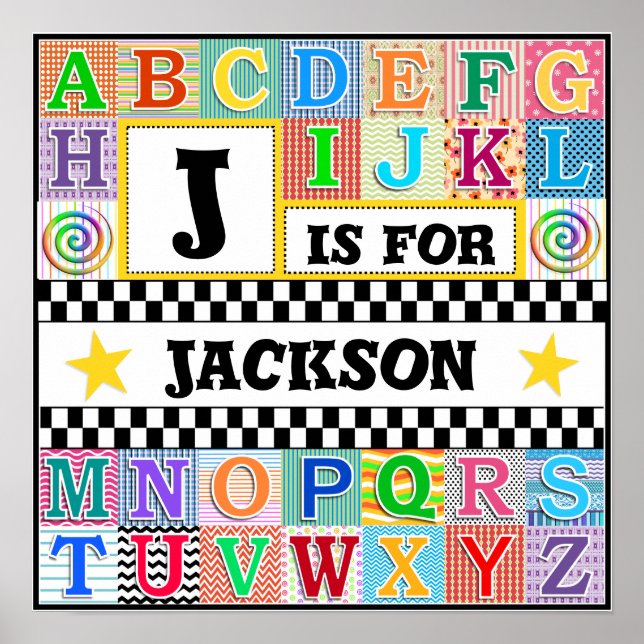 Poster Alphabet enfant Art 16x16 Personnalisé (Devant)