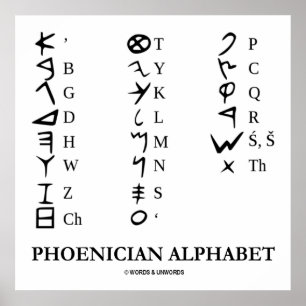 Poster Alphabet phénicien (Symboles de langue ancienne)