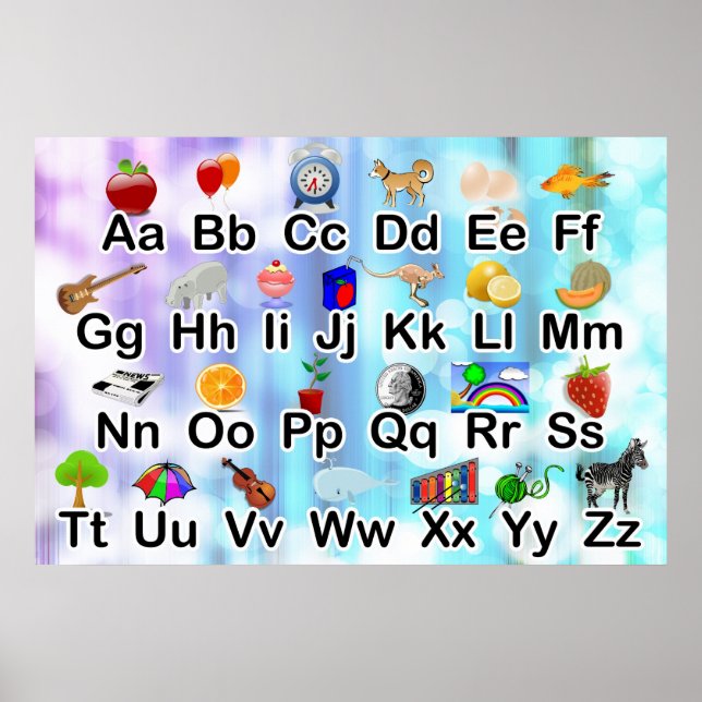 Poster alphabétique ABC 34x23 avec graphisme éléme (Devant)