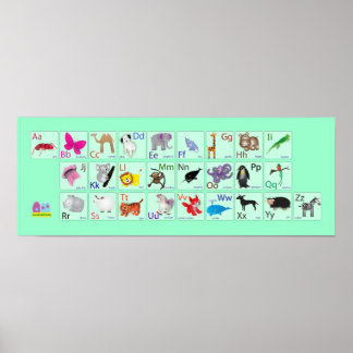 Poster Alphabets animaux sur vert