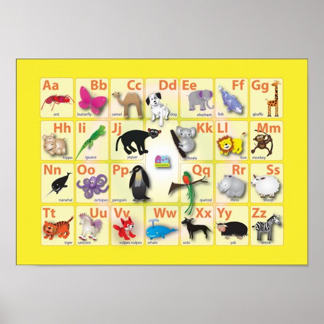 Poster Alphabets : Mon ABC avec 26 animaux (Devant)