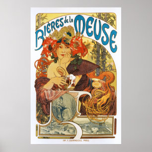Poster Alphonse (Alfons) Mucha : La de Bieres De la