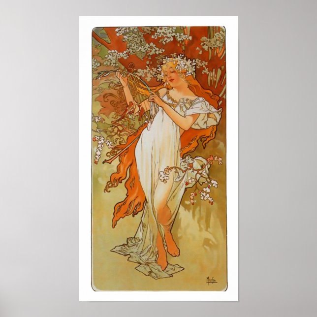 Poster Alphonse Mucha - Art Nouveau - Printemps (Devant)