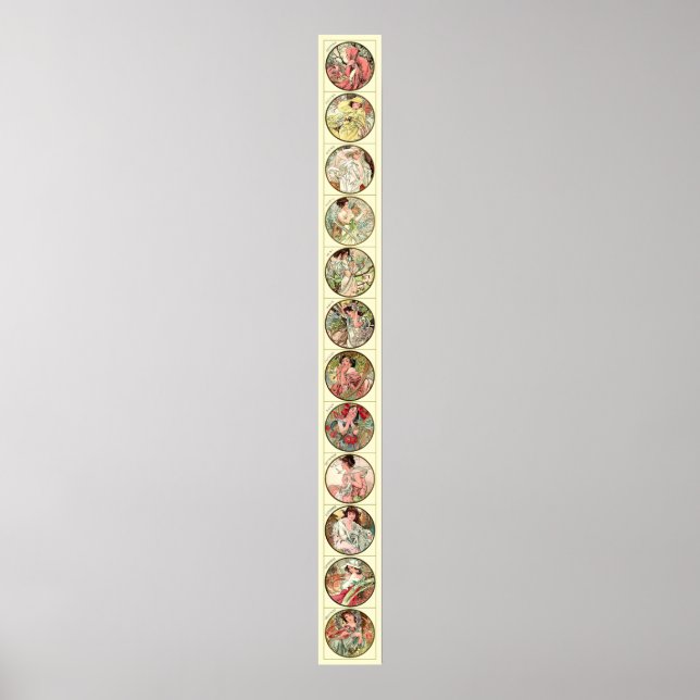 Poster Alphonse Mucha Douze Mois De L'Année (Devant)