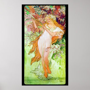 Poster Alphonse Mucha Girl in Garden