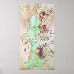 Poster Alphonse Mucha Hiver, 1896