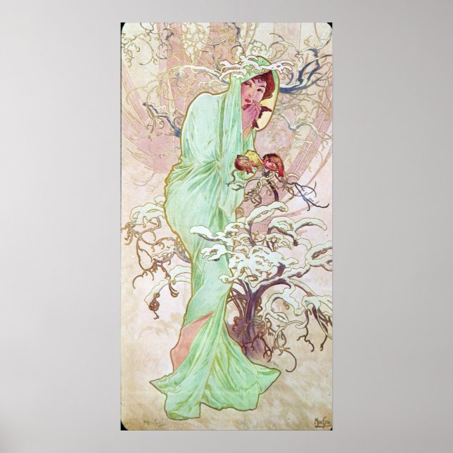 Poster Alphonse Mucha Hiver, 1896 (Devant)