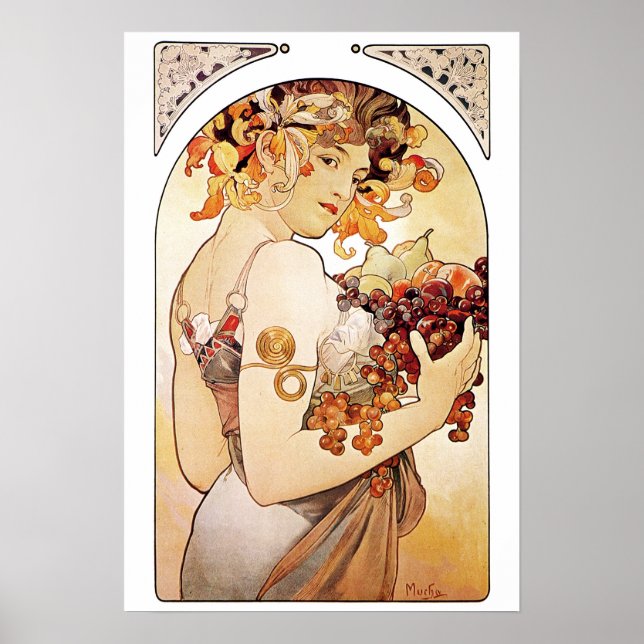 Poster Alphonse Mucha Lady Au Fruit (Devant)