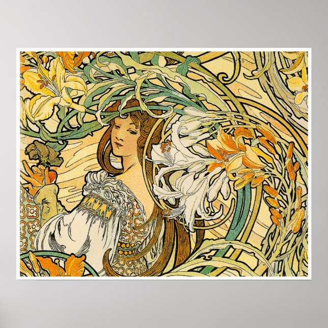 Poster Alphonse Mucha : Langue des Fleurs (Devant)