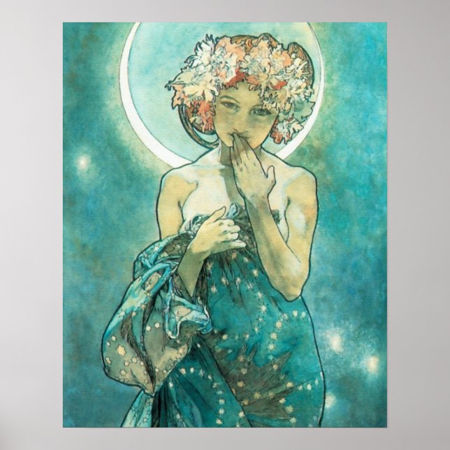 Poster Alphonse Mucha Lune Clair De Lune Art Nouveau (Devant)