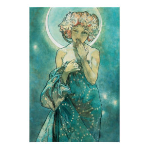 Poster Alphonse Mucha Lune Clair De Lune Art Nouveau