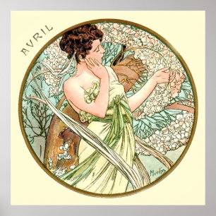 Poster Alphonse Mucha Mois D'Avril