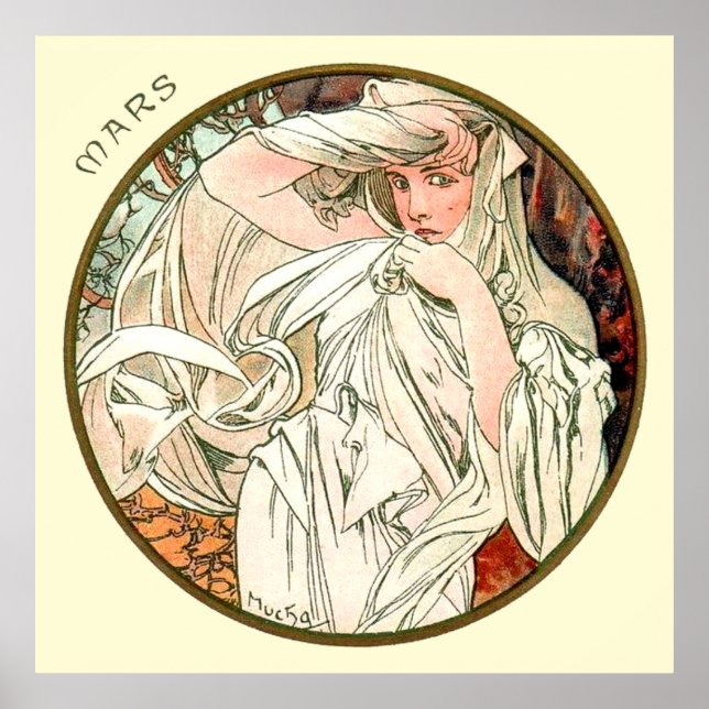 Poster Alphonse Mucha Mois De Mars (Devant)