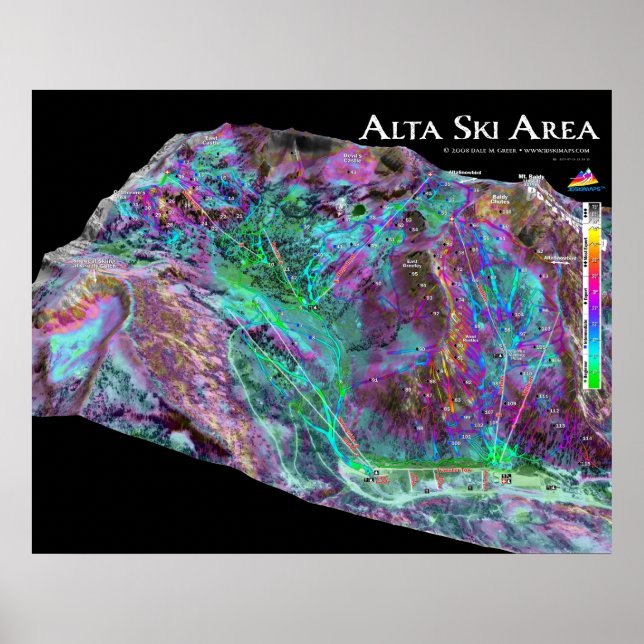 Poster Alta Ski Area 3dSkiMaps (Devant)