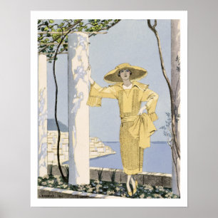 Poster Amalfi, illustration d'une femme dans une robe