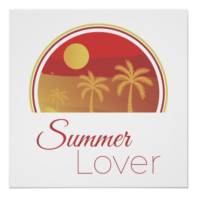 Poster Amant d'été Rétro Coucher de soleil Palmiers Tropi (Devant)