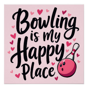 Poster Amateur de Bowling Design Rétro Mignon Sportif