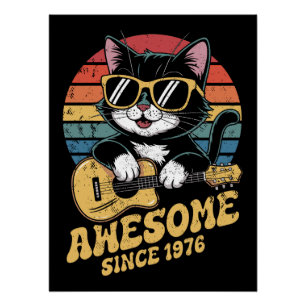 Poster Amateur de chats 1976 Anniversaire Rétro 50 ans Uk