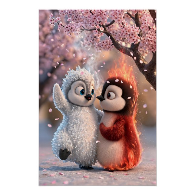 Poster Amber et Frosty - sous la pluie de fleurs de ceris (Devant)