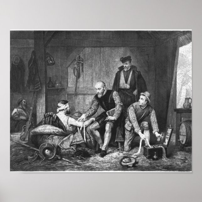 Poster Ambroise Pare soignant des soldats blessés (Devant)