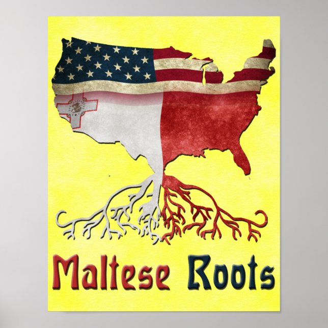 Poster américain Maltese Roots Print (Devant)