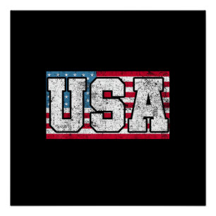 Poster Américain USA Drapeau américain 4 juillet