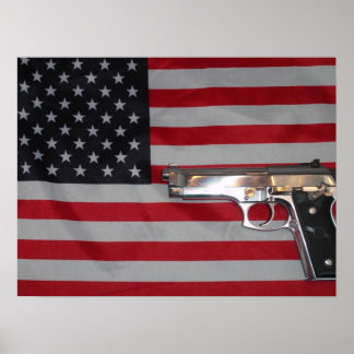 Poster American Flag and Gun