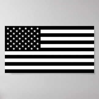 Poster American Flag - Black and White Version
