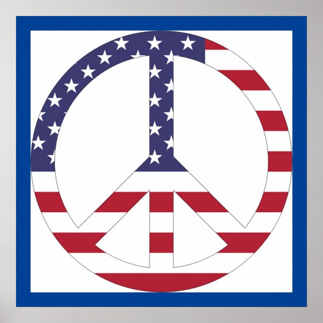 POSTER AMERICAN FLAG PEACE SIGN (Devant)