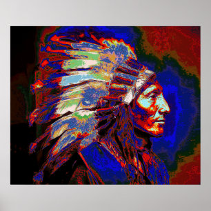 Poster American Indian Chief Graphic