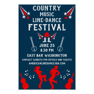 Poster American Line Dancing Festival Et Fête