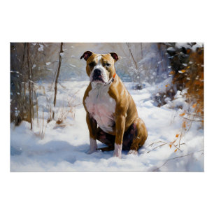 Poster American Staffordshire Laissez tomber la neige de 