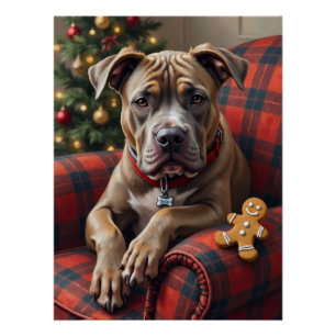 Poster American Staffordshire Terrier Noël Cosy