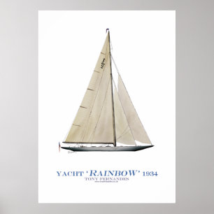 Poster americas cup yacht "arc-en-ciel", tony fernandes