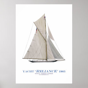 Poster americas cup yacht "dépendance", tony fernandes